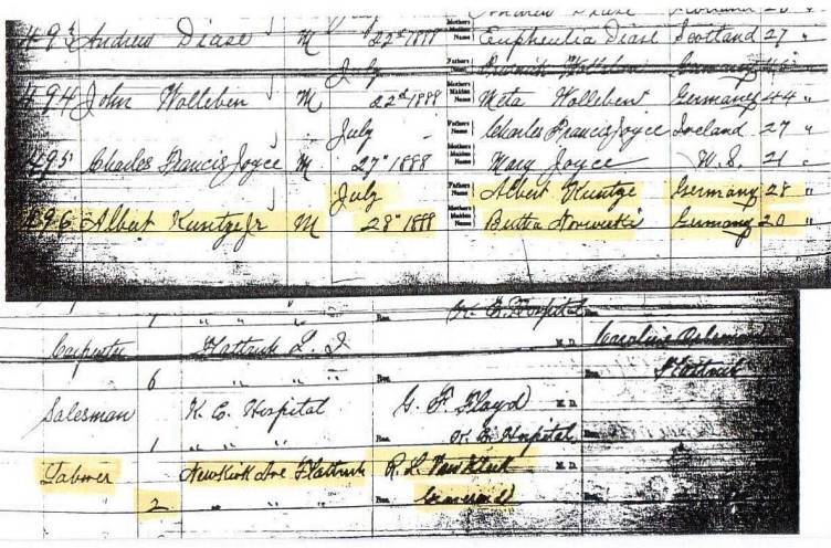 Albert Kuntze Jr's Birth Record