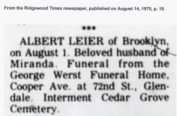 Albert Leier's Obituary