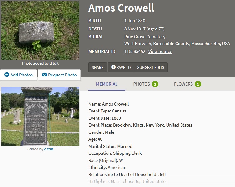 Amos Crowell Grave
