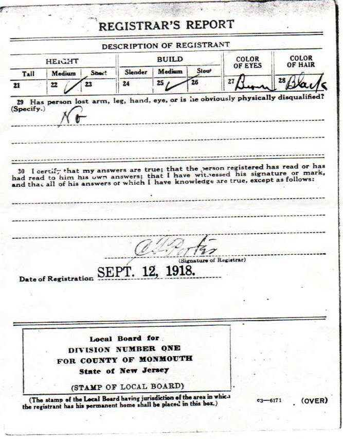 Ciro (Eugene) Lanzaro's World War I Draft Registration Card
