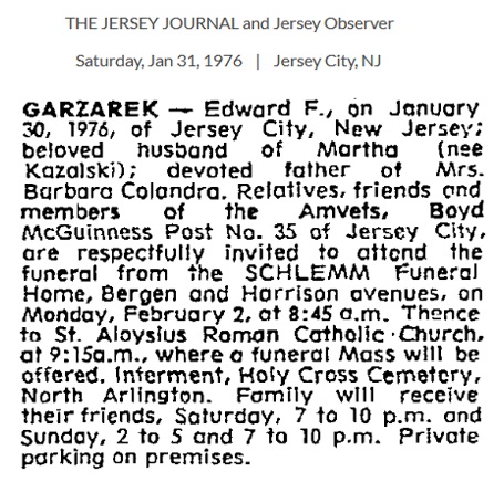 Edward Garzarek Obituary