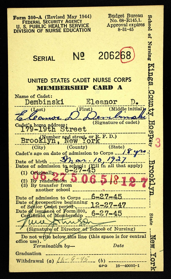 Eleanor Dembinski Military Service Record