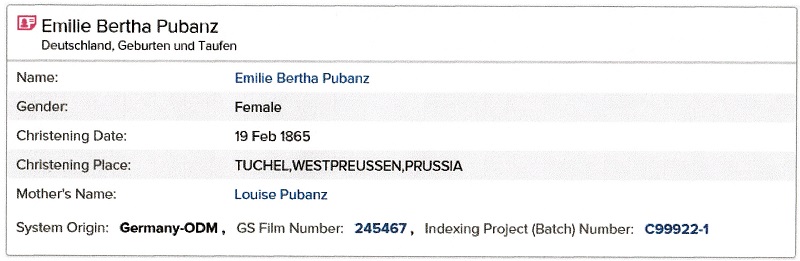 Emilie Pubanz's Birth Record 2