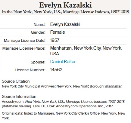 Evelyn Kazalski and David Reiter Marriage