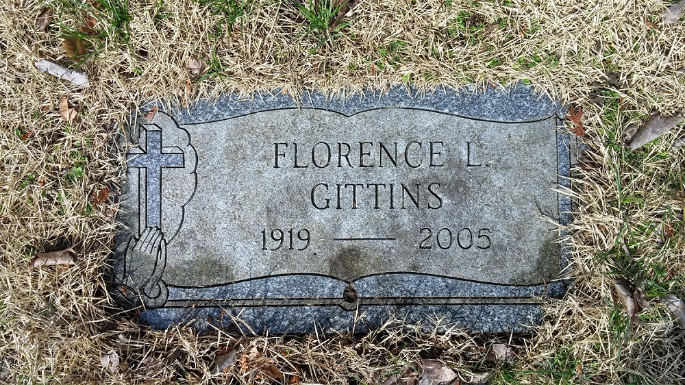 Grave marker for Florence Gittens at St Catherine Cemetery