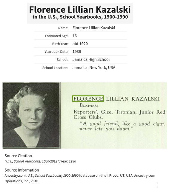 Florence Kazalski 1936