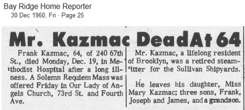 Frank Kazmac (Kazalski) Obituary