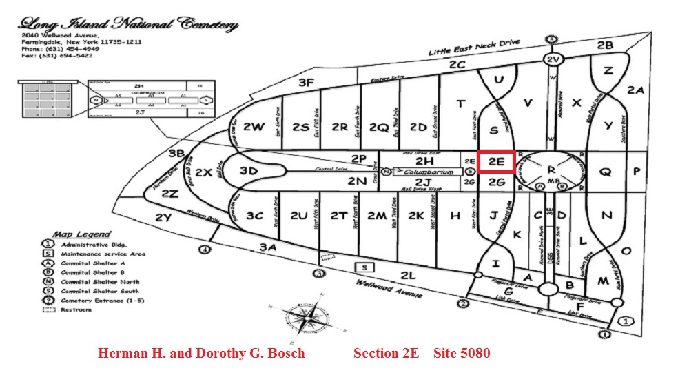 Herman and Dorothy Bosch grave at Long Island National Cemetery