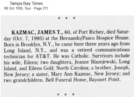 James Kazmac (Kazalski) Obituary