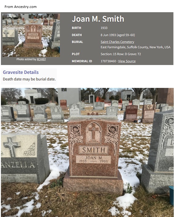 Joan Dembinski Smith Cemetery Record