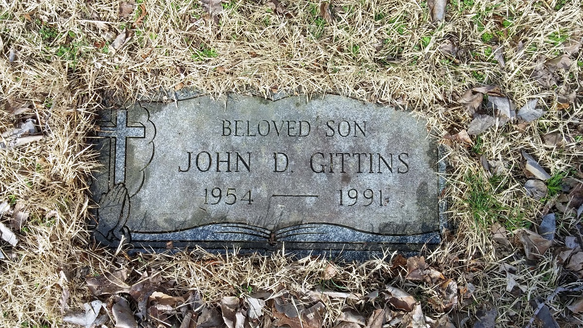 Grave marker for John Gittens at St Catherine Cemetery
