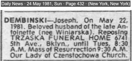 Joseph Dembinski Obituary