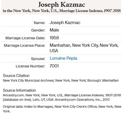 Joseph Kazalski and Lorraine Pepia Marriage