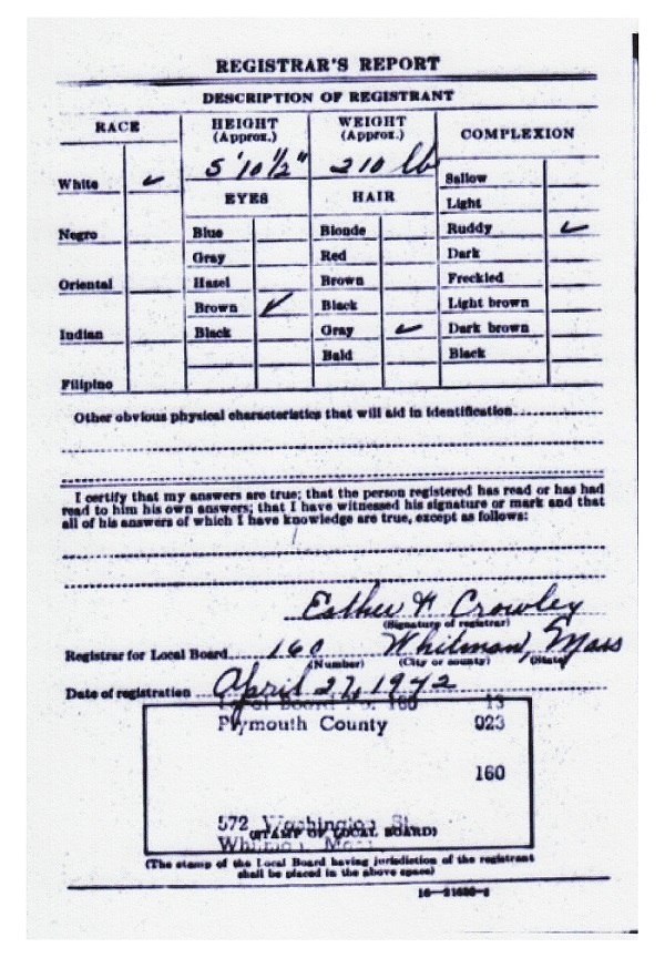 Laurence Burton Hunter's World War II Draft Registration Card
