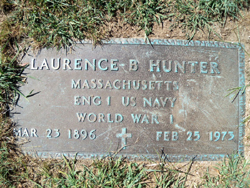 Grave marker of Laurence Burton Hunter