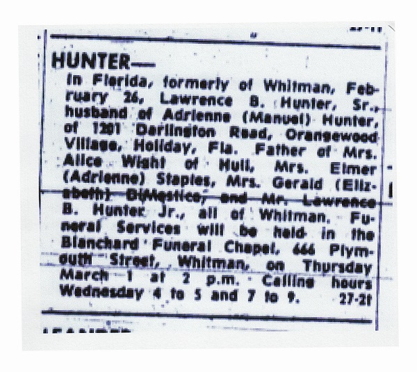 Laurence Burton Hunter's Obituary