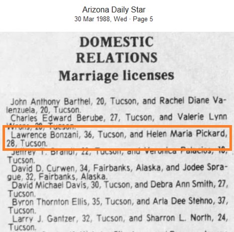 Lawrence Bonzani Marriage Record 2