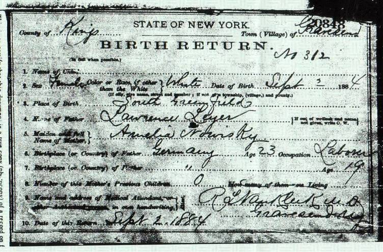 Louisa Leier's Birth Certificate