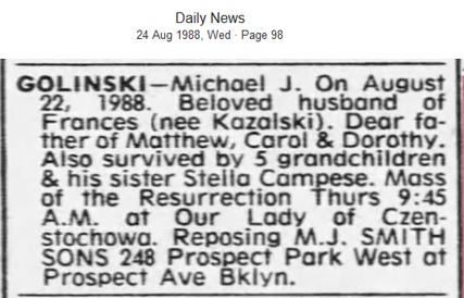 Michael Joseph Golinski Obituary