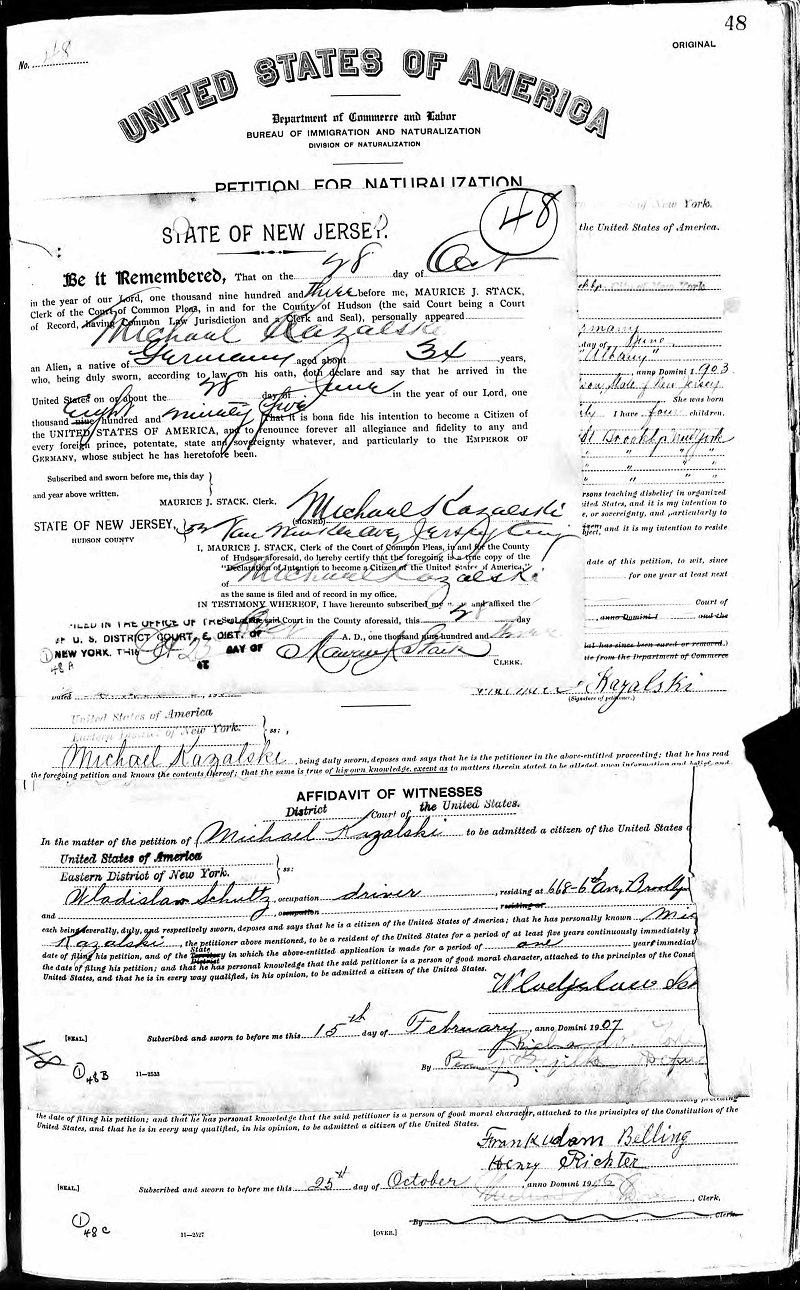 Michael Kazalski's Application For Citizenship