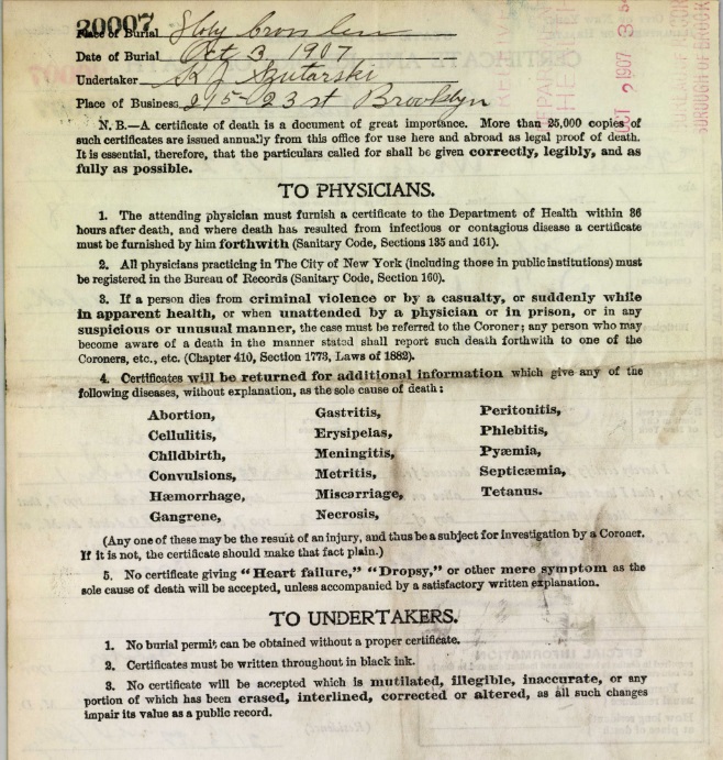 Anastasia Kazalski Death Certificate