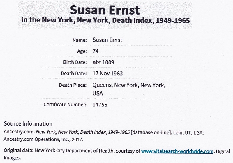 Susan Halbert Leier Ernst Death Index