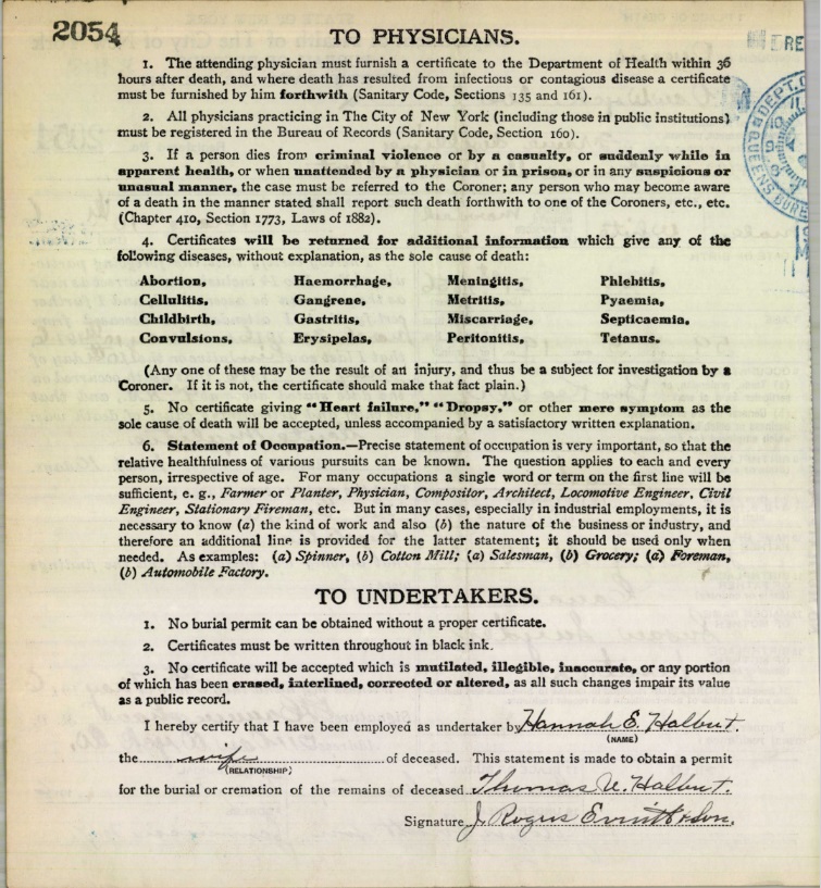 Thomas Urban Halbert Death Certificate