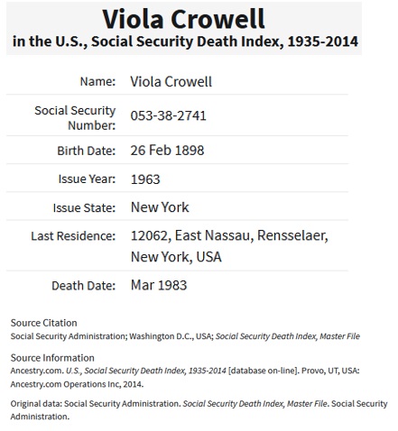 Viola D. Crowell SSDI