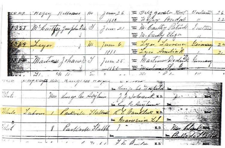 William Leier's Birth Record