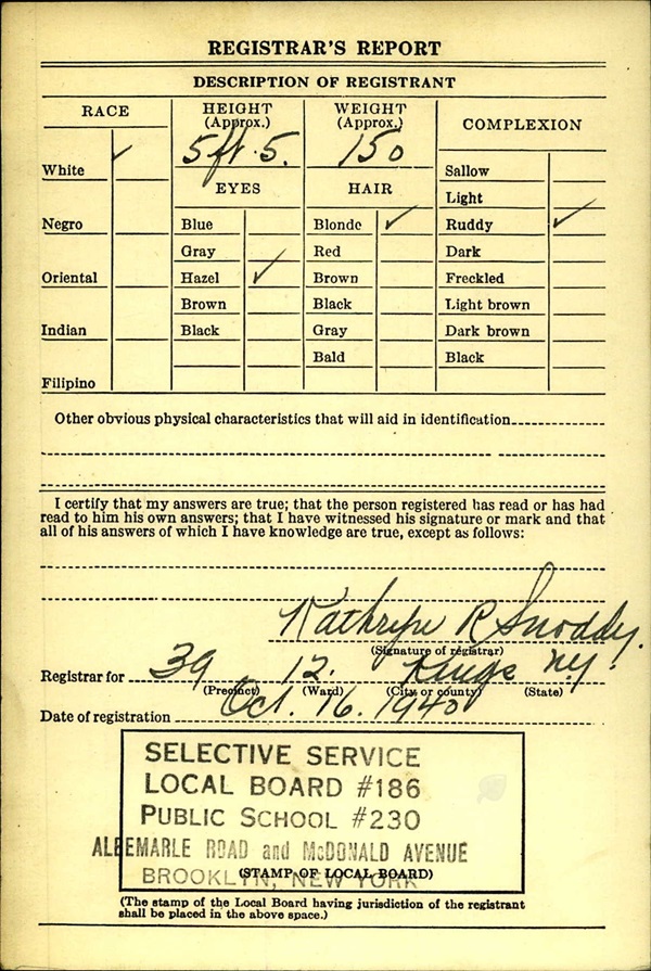 Charles Kaplan World War II Draft Registration