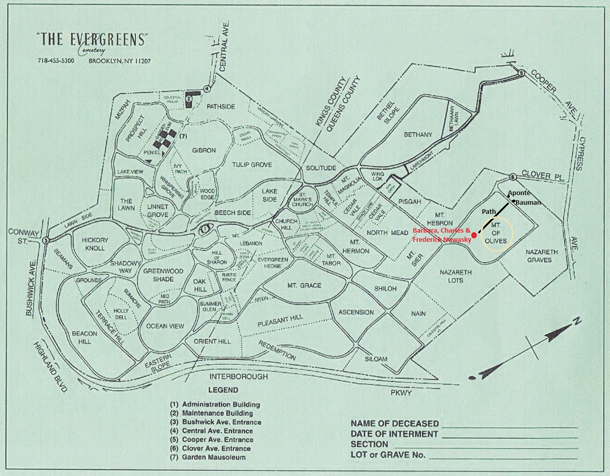 The Evergreens Cemetery Grave of Charles, Frederick and Barbara Nowasky