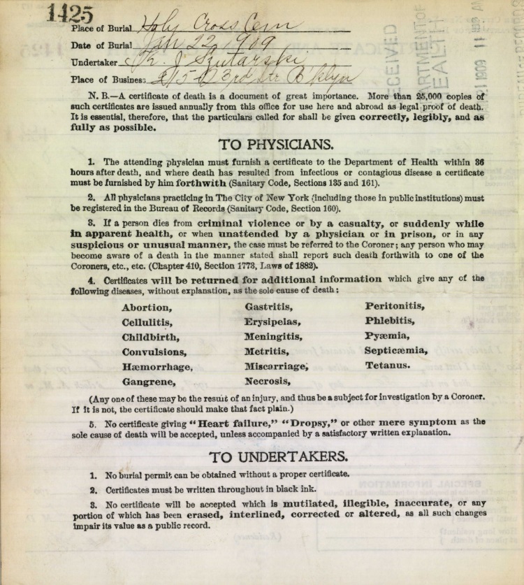 Frank Kazalski Death Certificate