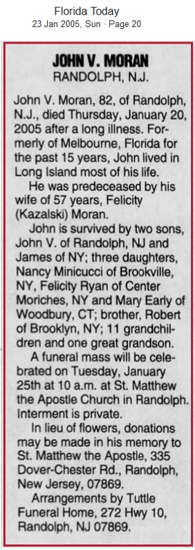 John V. Moran Obituary