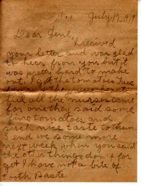 First page of Louisa's second letter